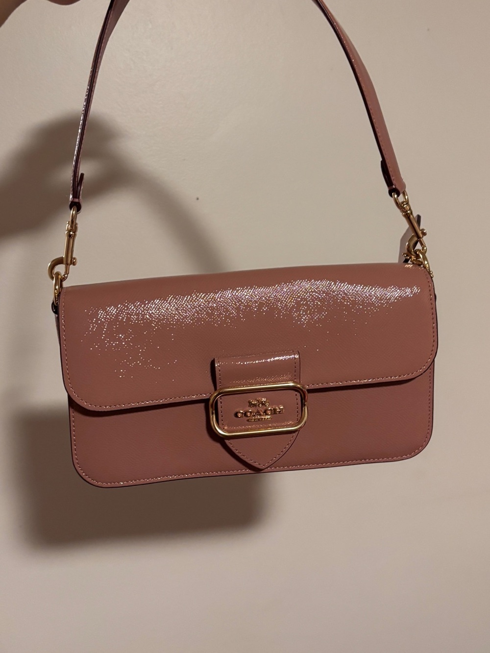 Coach Morgan Patent Leather Shoulder Bag in Blush Pink